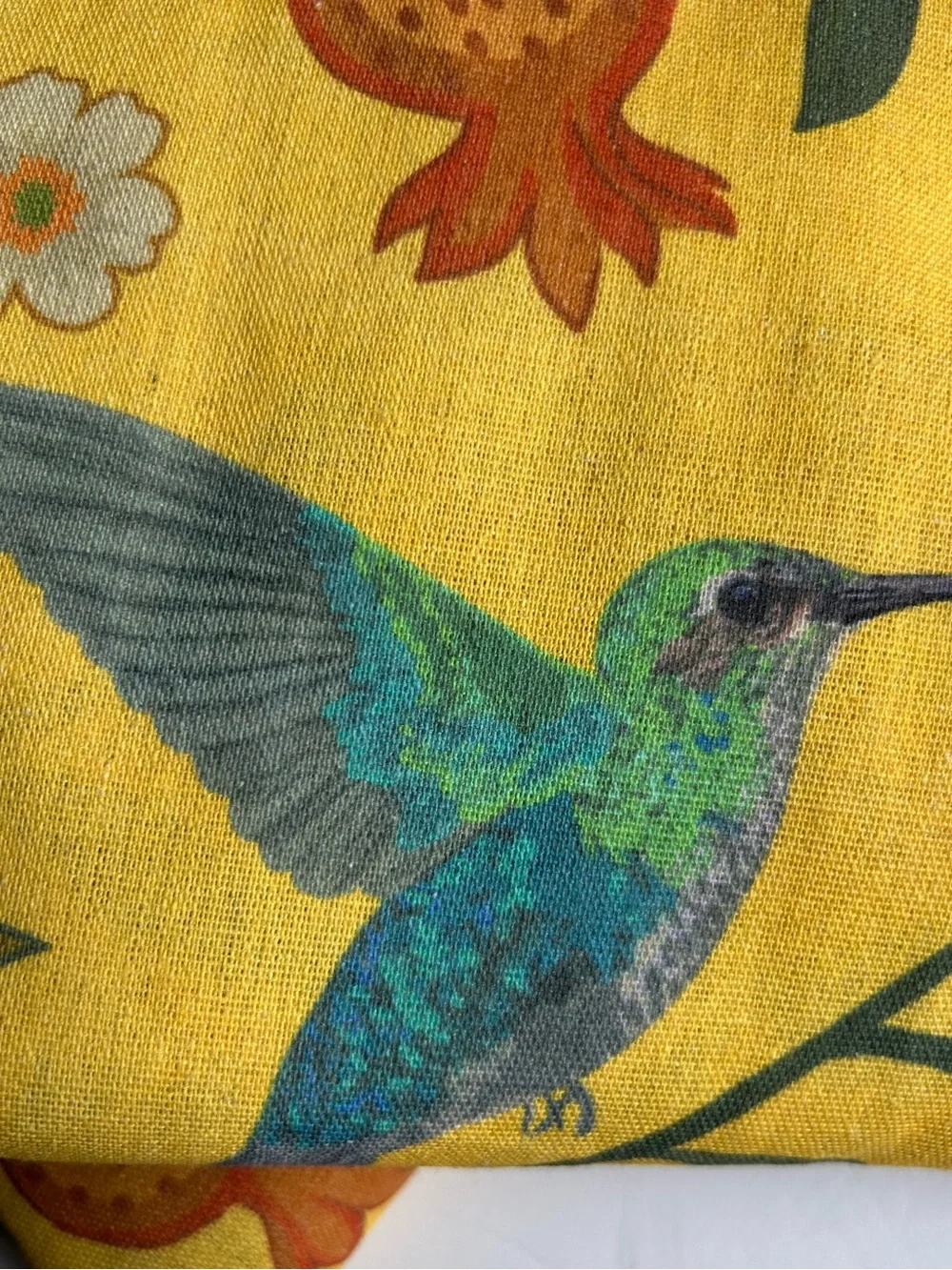 Floral bird yellow curtains 52 X 96” NEW